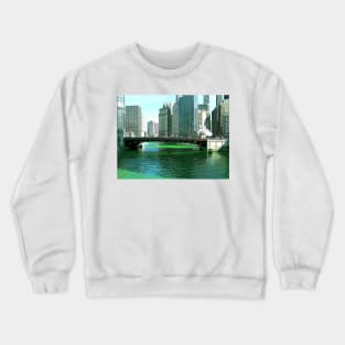 Chicago River on St. Patrick's Day Crewneck Sweatshirt